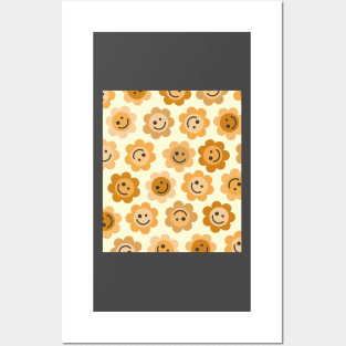 Oranger Orange Flower Happy Faces Posters and Art